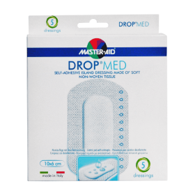 Master Aid Drop Med, Αντικολλητικές, Αυτοκόλλητες Γάζες Για Την Γρήγορη Ανάπλαση Της Πληγής. 10x6 5τμχ